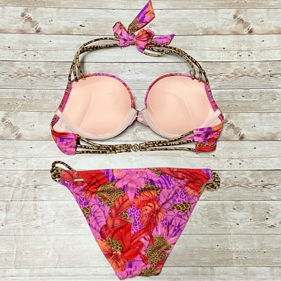 NEW Victoria’s Secret Floral Tropical Leopard Bombshell Bikini Set 34B/Small - Picture 5 of 7